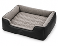 Grey Quilted Sofa-Style Dog Bed with Raised Sides and Soft Padded Interior