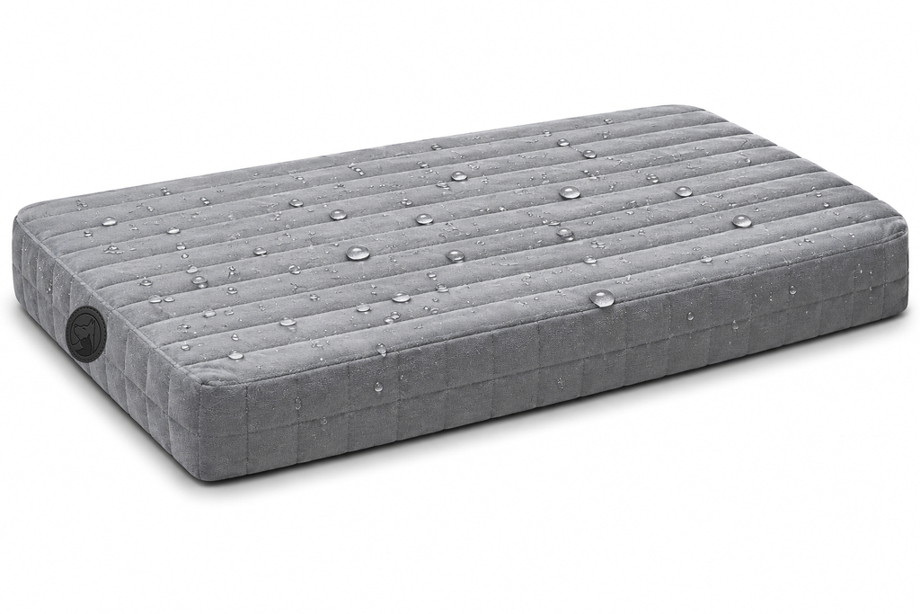 Grey Waterproof-Style Pet Mattress Bed with Padded Channel Design