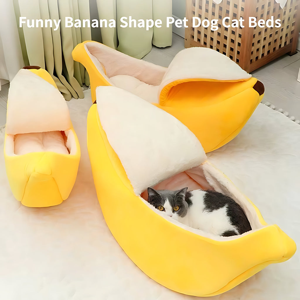 Banana Shaped Pet Bed for Cats & Small Dogs