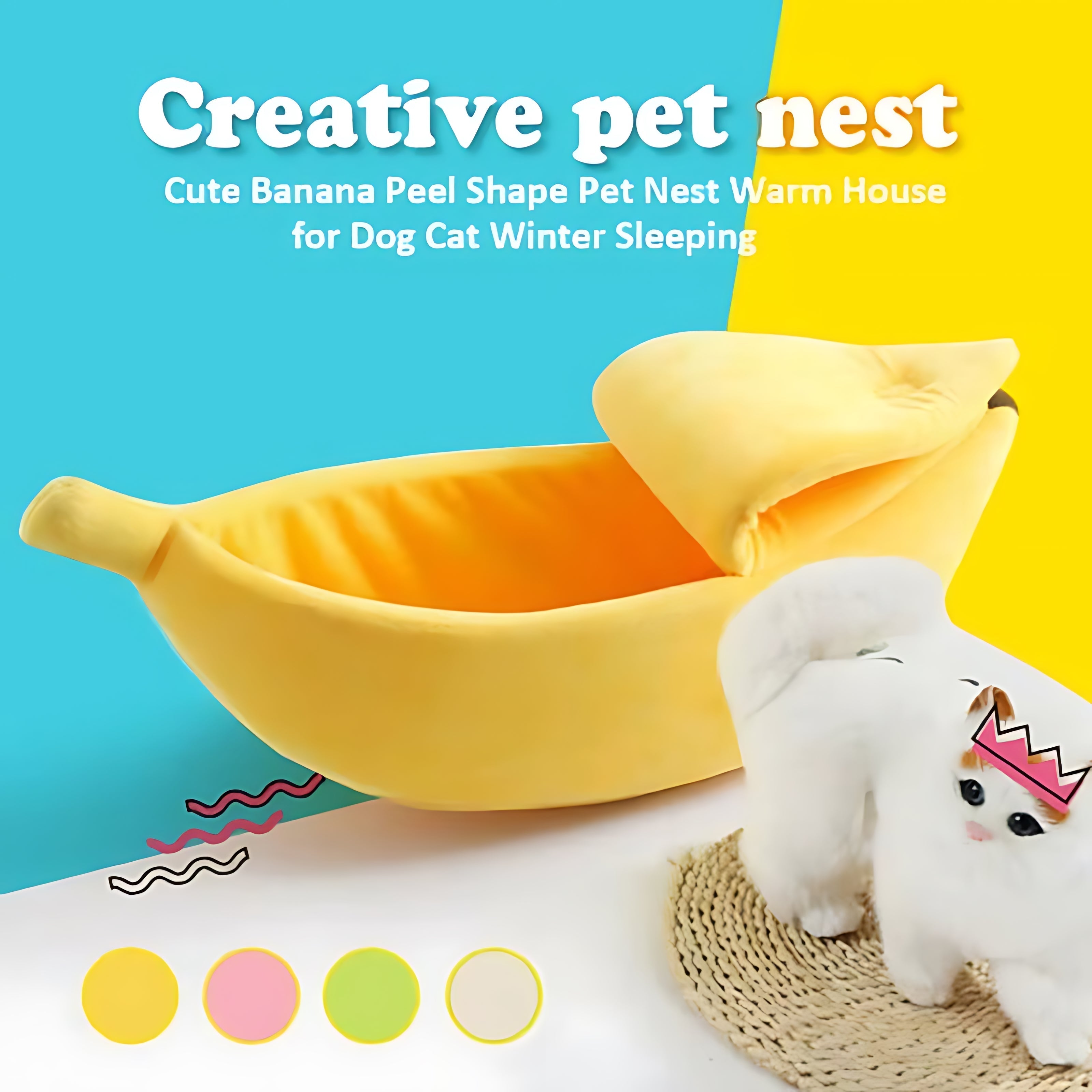 Banana Shaped Pet Bed for Cats & Small Dogs