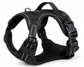Black Adjustable Dog Harness Vest with Padded Mesh and Reflective Stripe Detail