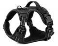 Black Adjustable Dog Harness Vest with Padded Mesh and Reflective Stripe Detail