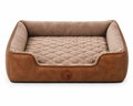 Brown Sofa-Style Dog Bed with Quilted Cushion and Raised Side Support