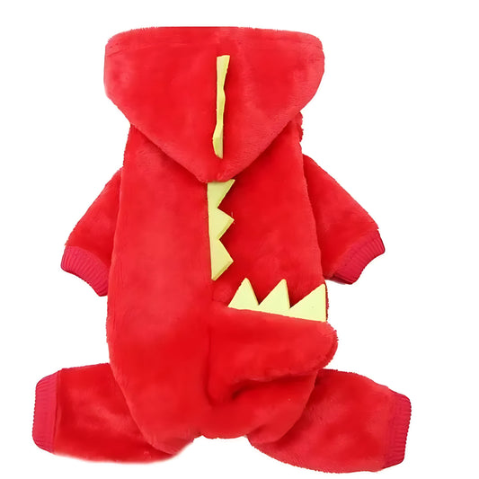 Fleece Dinosaur Dog Hoodie Winter Coat for Small Pets
