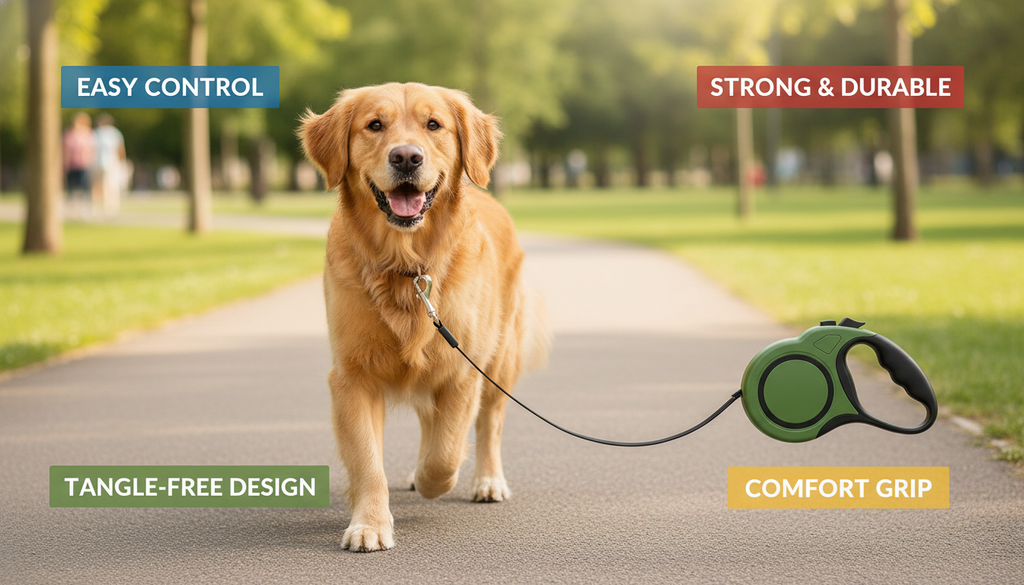 Retractable Dog Lead for Small, Medium & Large Dogs