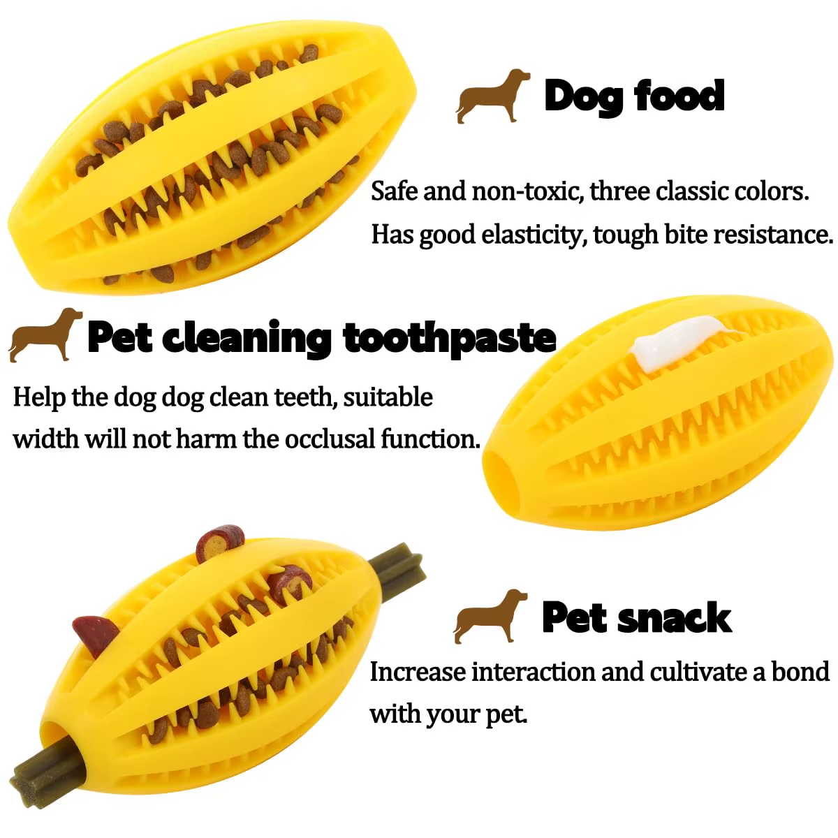 Rugby Ball Dog Chew Toy with Massage Bristles