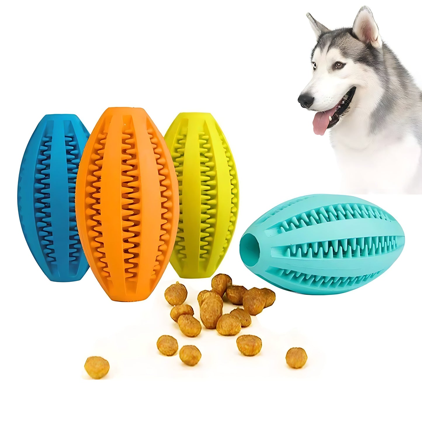 Rugby Ball Dog Chew Toy with Massage Bristles