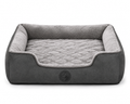 Grey Sofa-Style Dog Bed with Quilted Cushion and Raised Side Panels