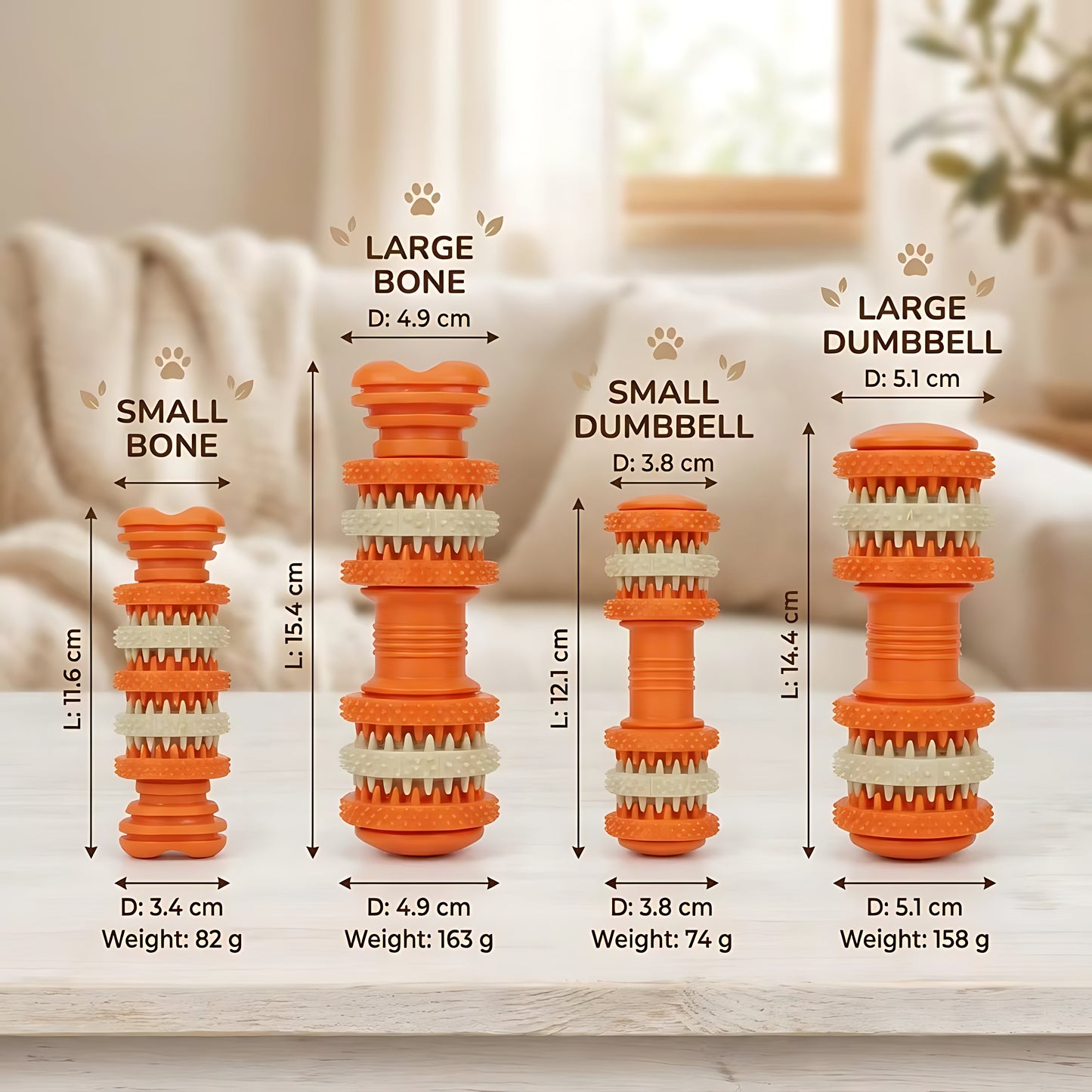 Dog Dental Chew Toy with Textured Cleaning Bristles