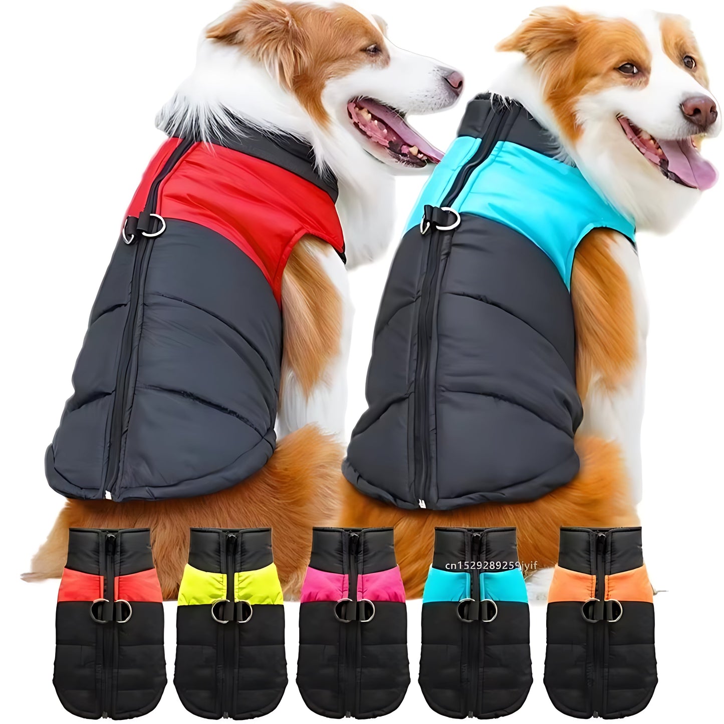 Waterproof Winter Dog Jacket – Padded Zipper Coat