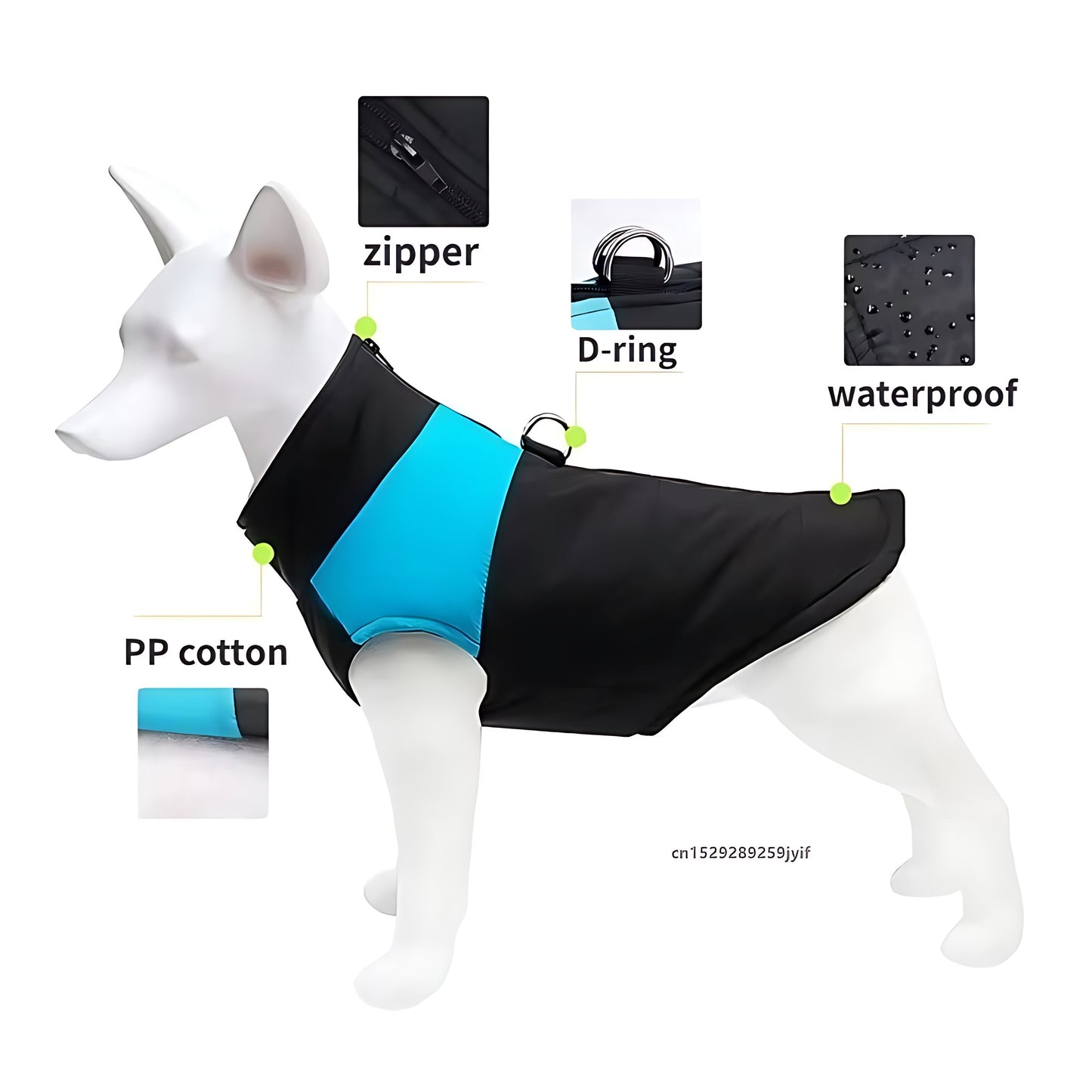 Waterproof Winter Dog Jacket – Padded Zipper Coat