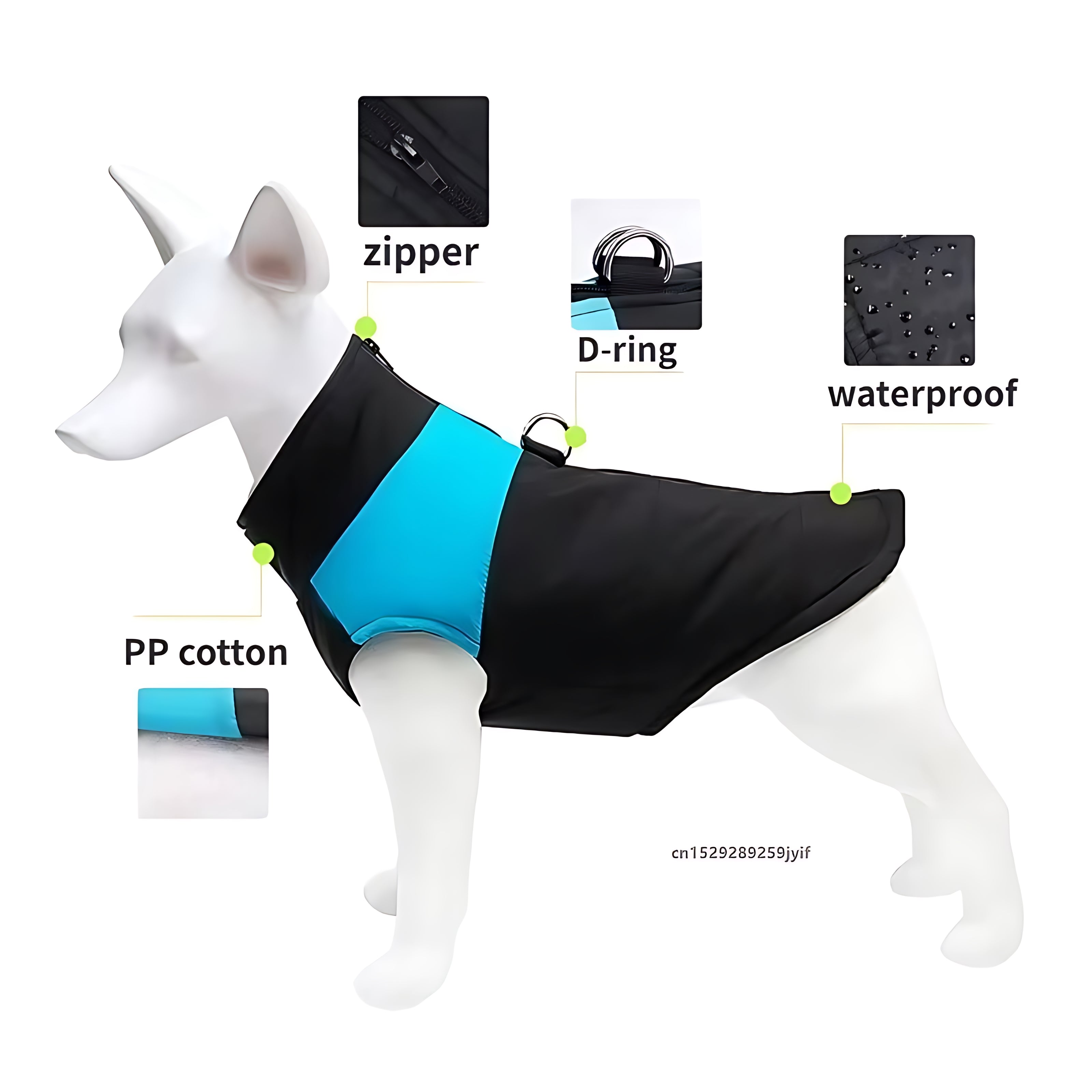 Waterproof Dog Coat with Zipper Closure